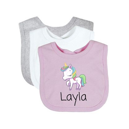 Personalised Baby Bib Gift Set - Unicorn
