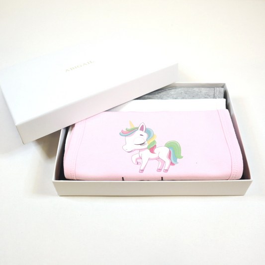 Personalised Baby Bib Gift Set - Unicorn
